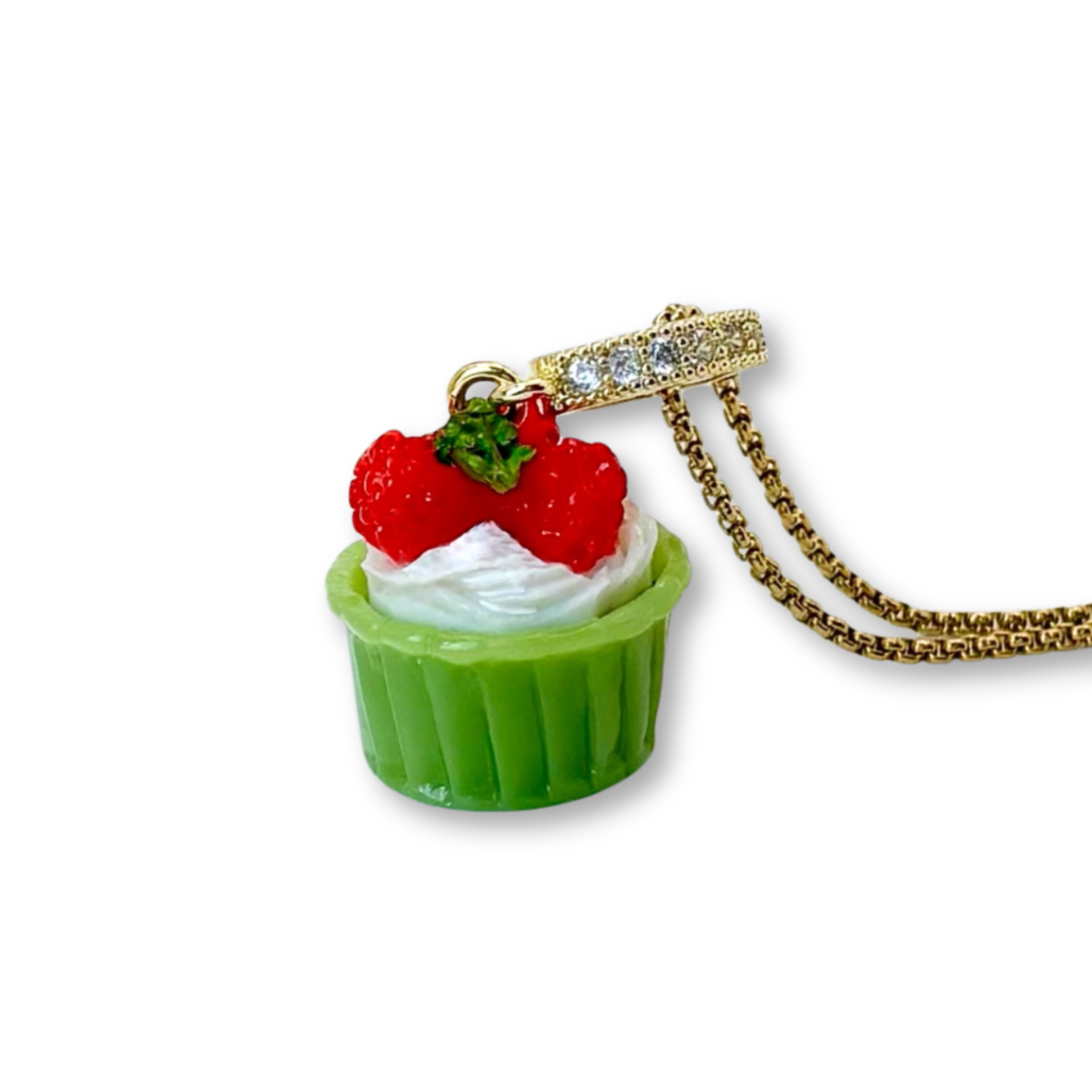 Raspberry Cream Cupcake Pendant