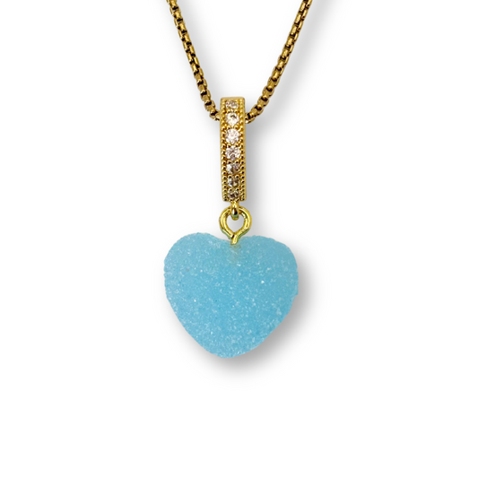 Sugar Heart Pendant with Chain, in Bubblegum Blue