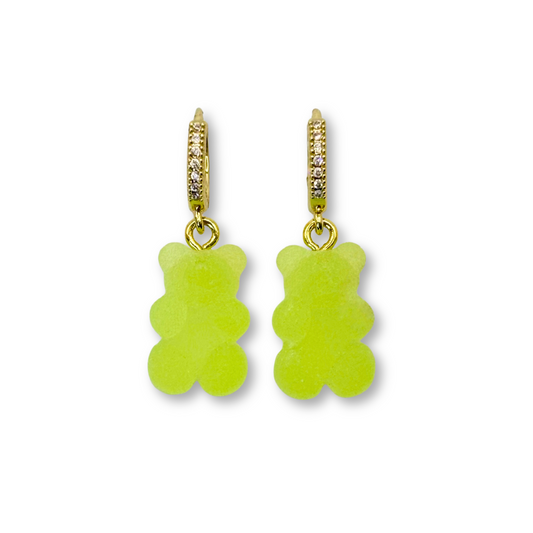 Gummy Bear Drop Earrings in Lime