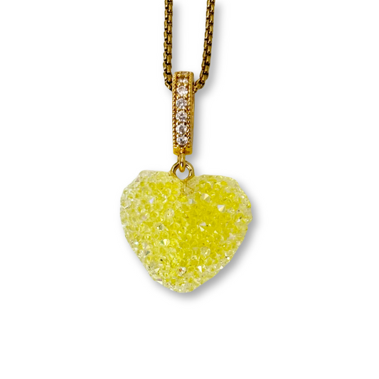 Jelly Heart Pendant with Chain in Yellow