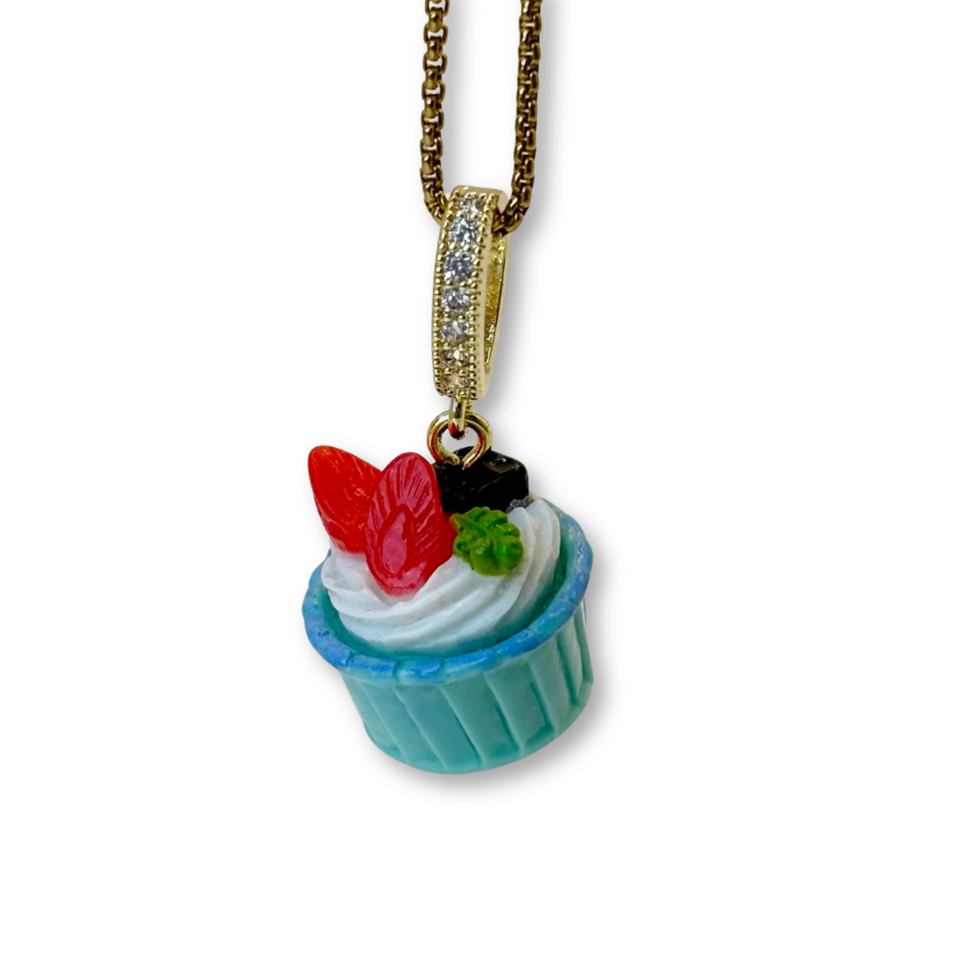 Strawberry and Chocolate Cupcake Pendant