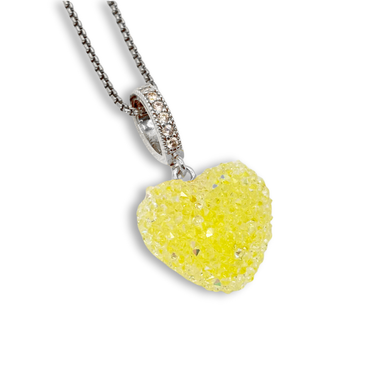 Jelly Heart Pendant with Chain in Yellow