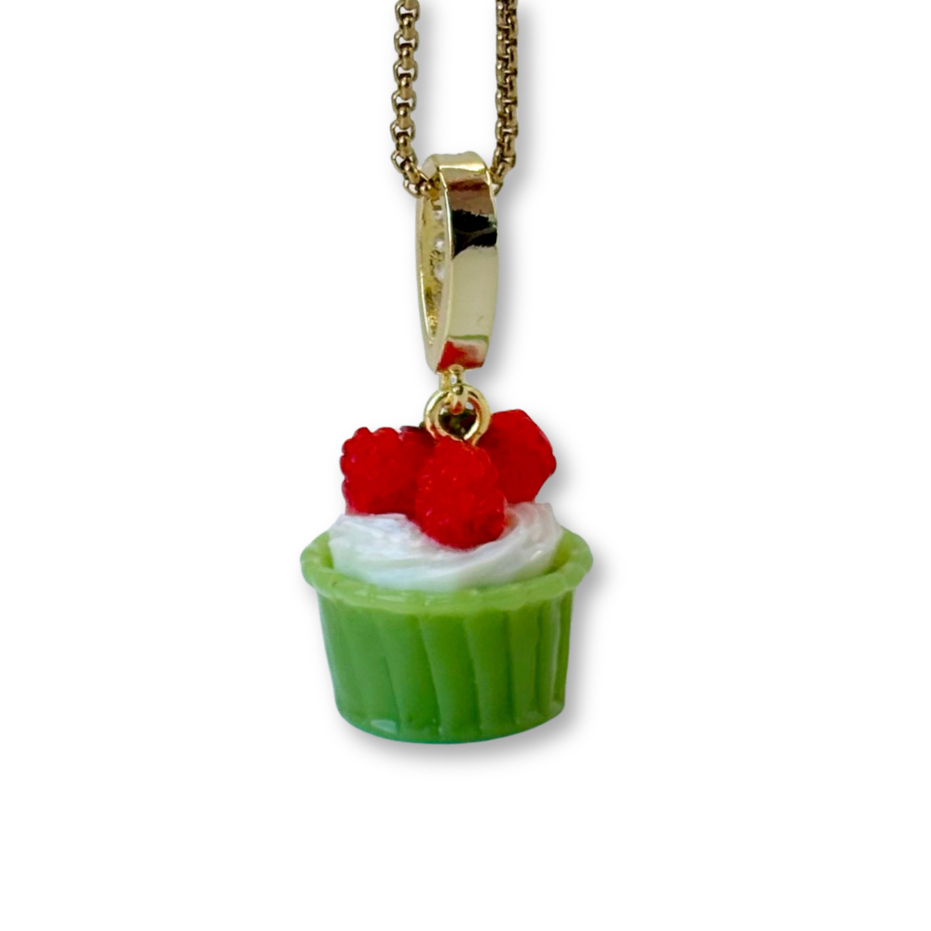 Raspberry Cream Cupcake Pendant
