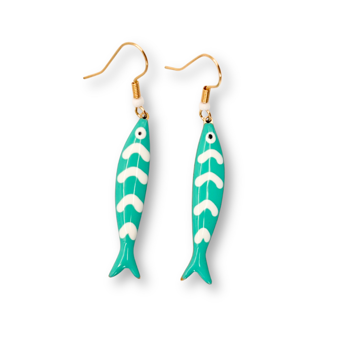 Sardine Hook Drop Earrings in Ocean Green
