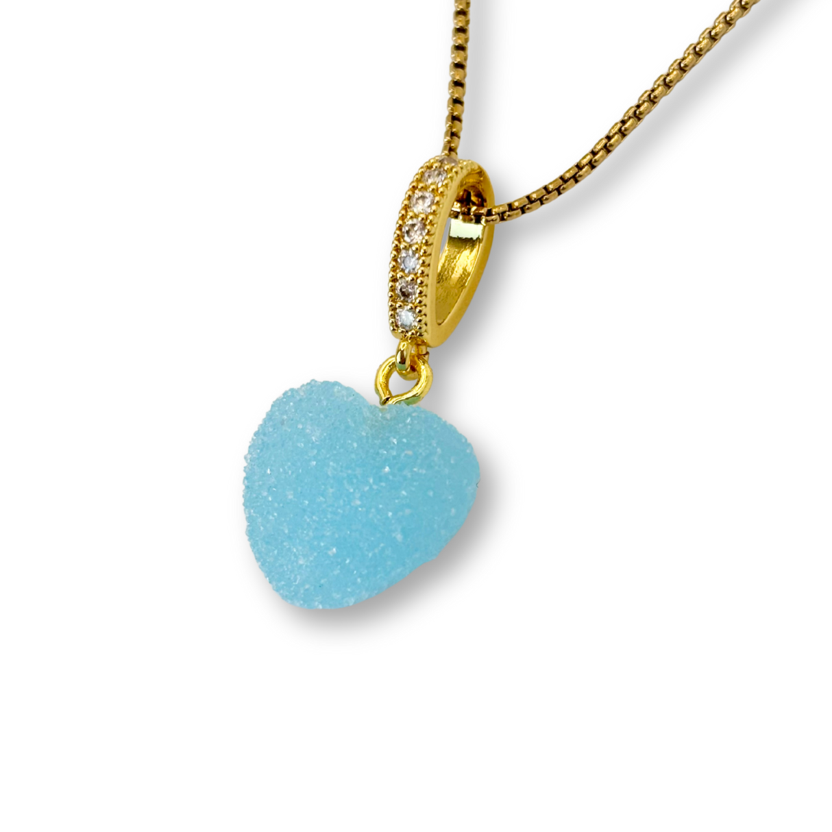 Sugar Heart Pendant with Chain, in Bubblegum Blue