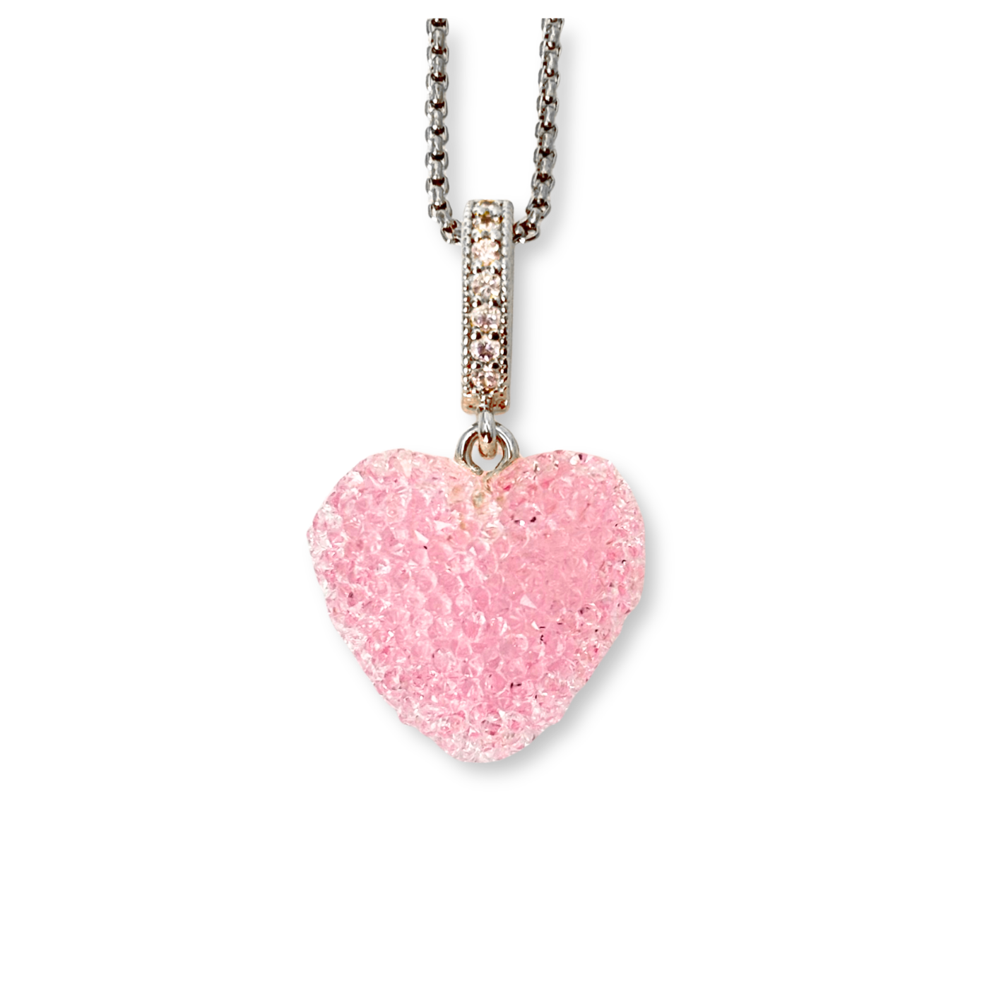 Jelly Heart Pendant with Chain in Light Pink