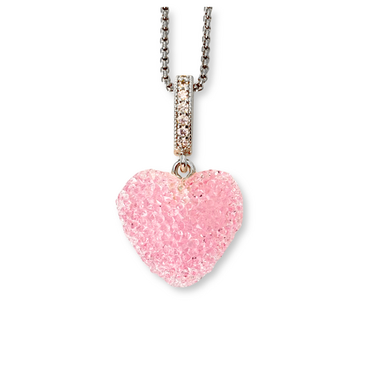 Jelly Heart Pendant with Chain in Light Pink