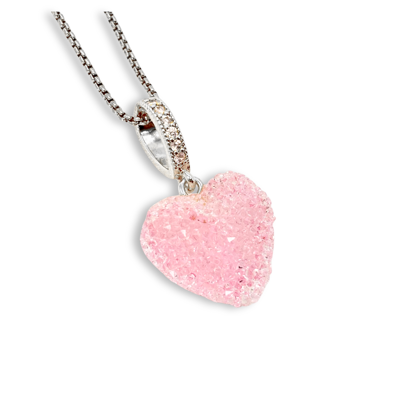 Jelly Heart Pendant with Chain in Light Pink