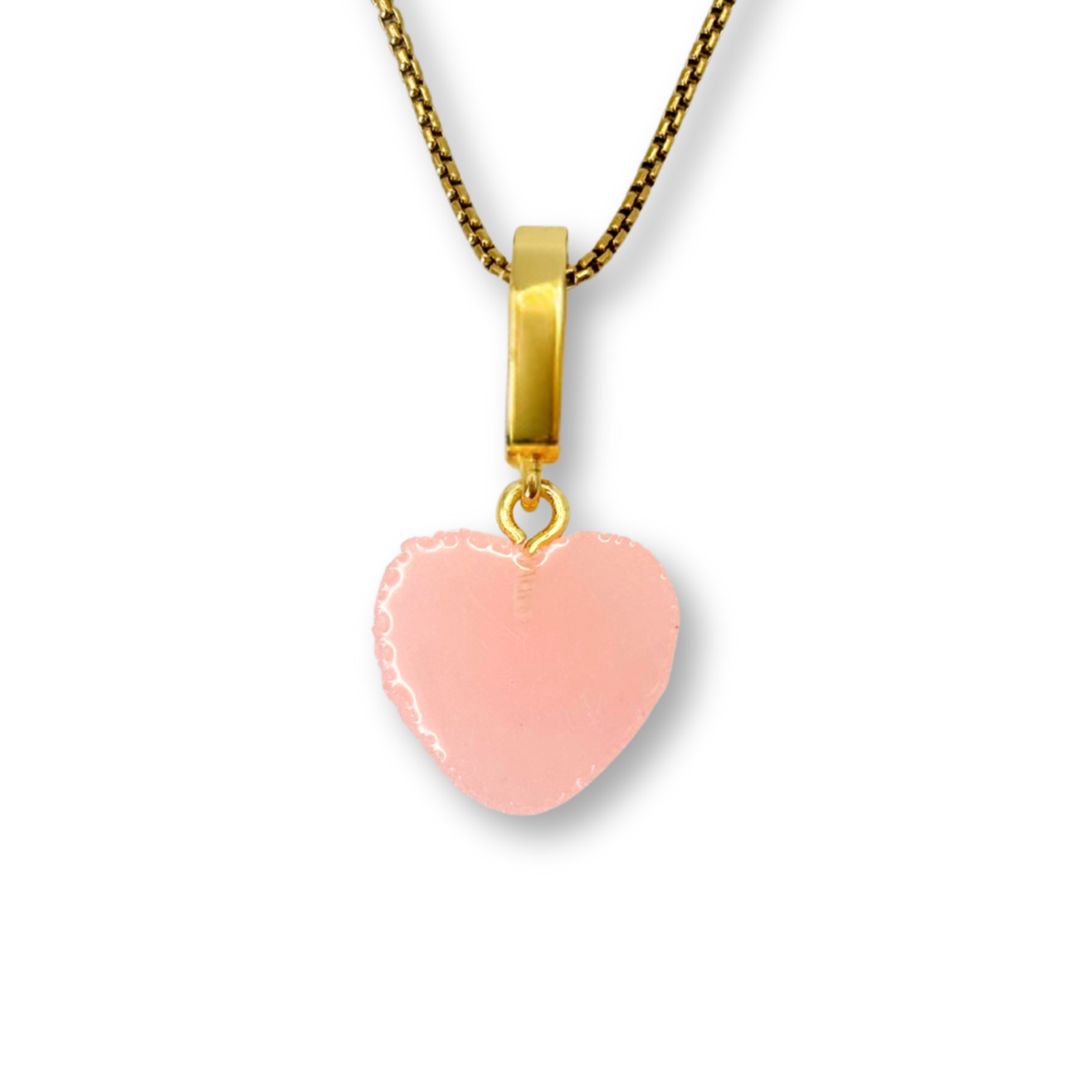 Sugar Heart Pendant with Chain, in Powder Pink