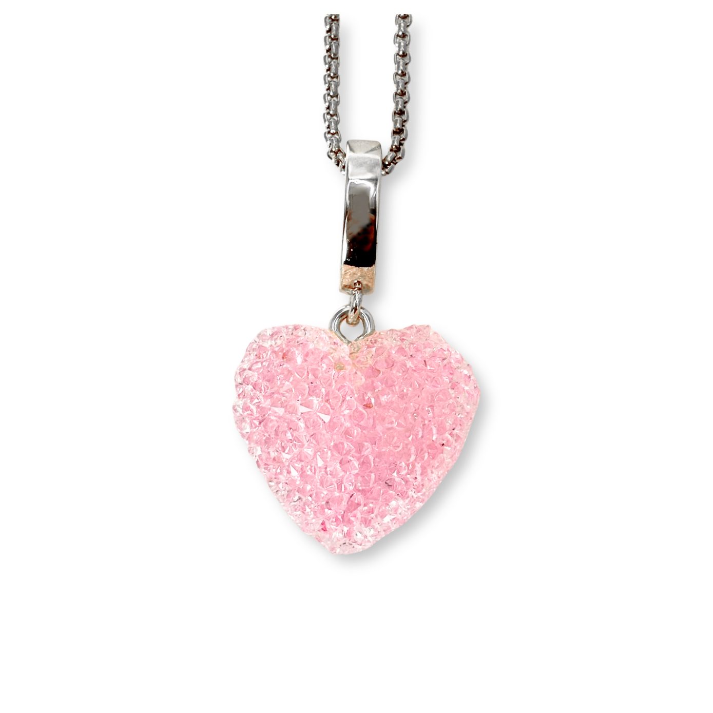 Jelly Heart Pendant with Chain in Light Pink