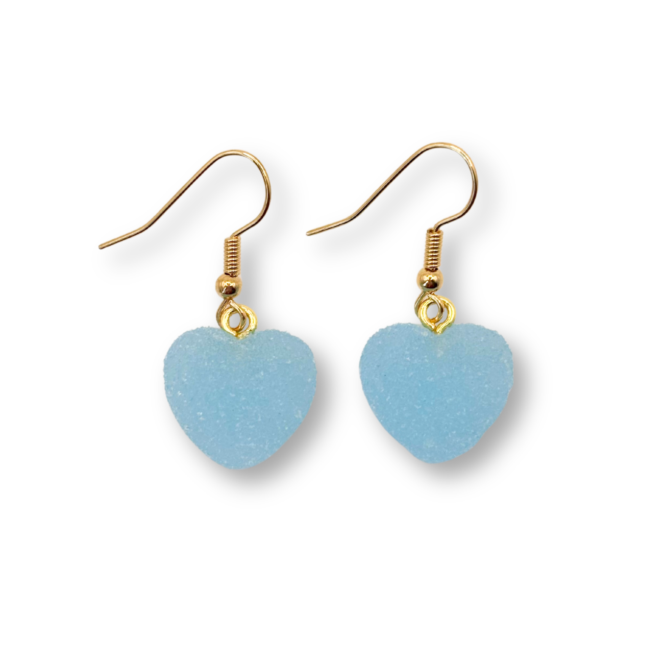 Sugar Heart Drop Earrings, in Bubblegum Blue