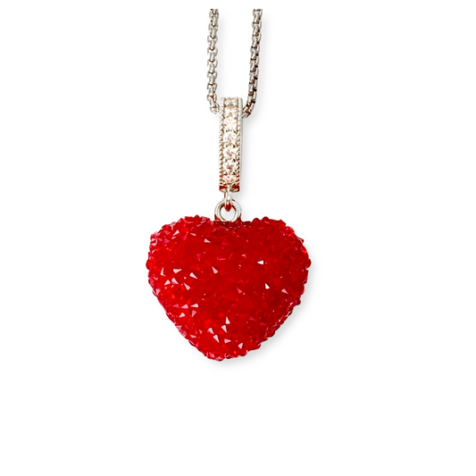 Jelly Heart Pendant with Chain in Red