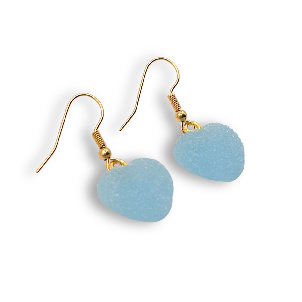 Sugar Heart Drop Earrings, in Bubblegum Blue