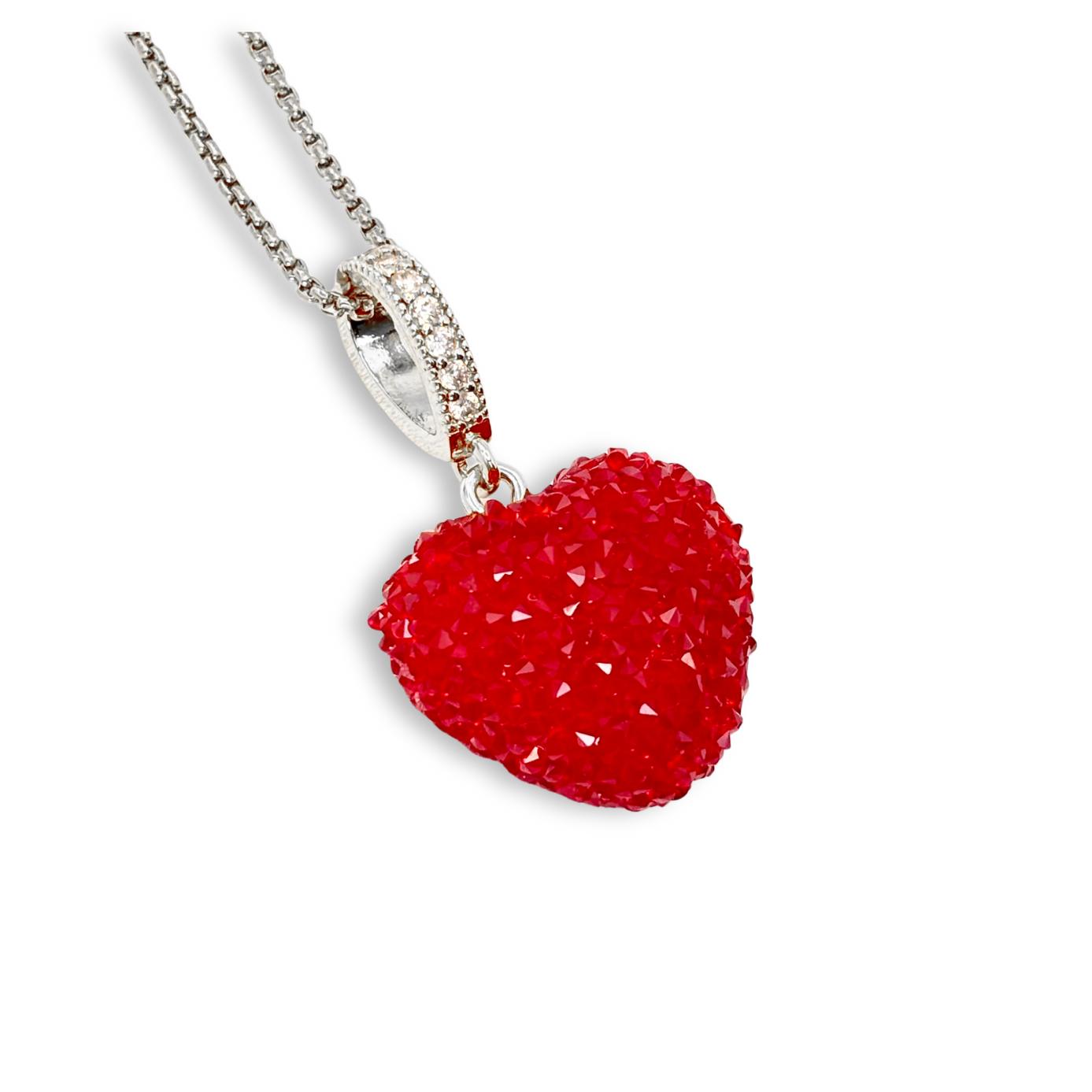 Jelly Heart Pendant with Chain in Red