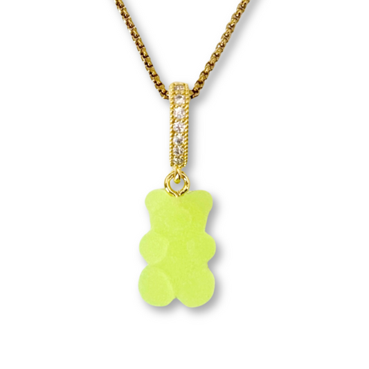 Gummy Bear Pendant with Chain, in Lime