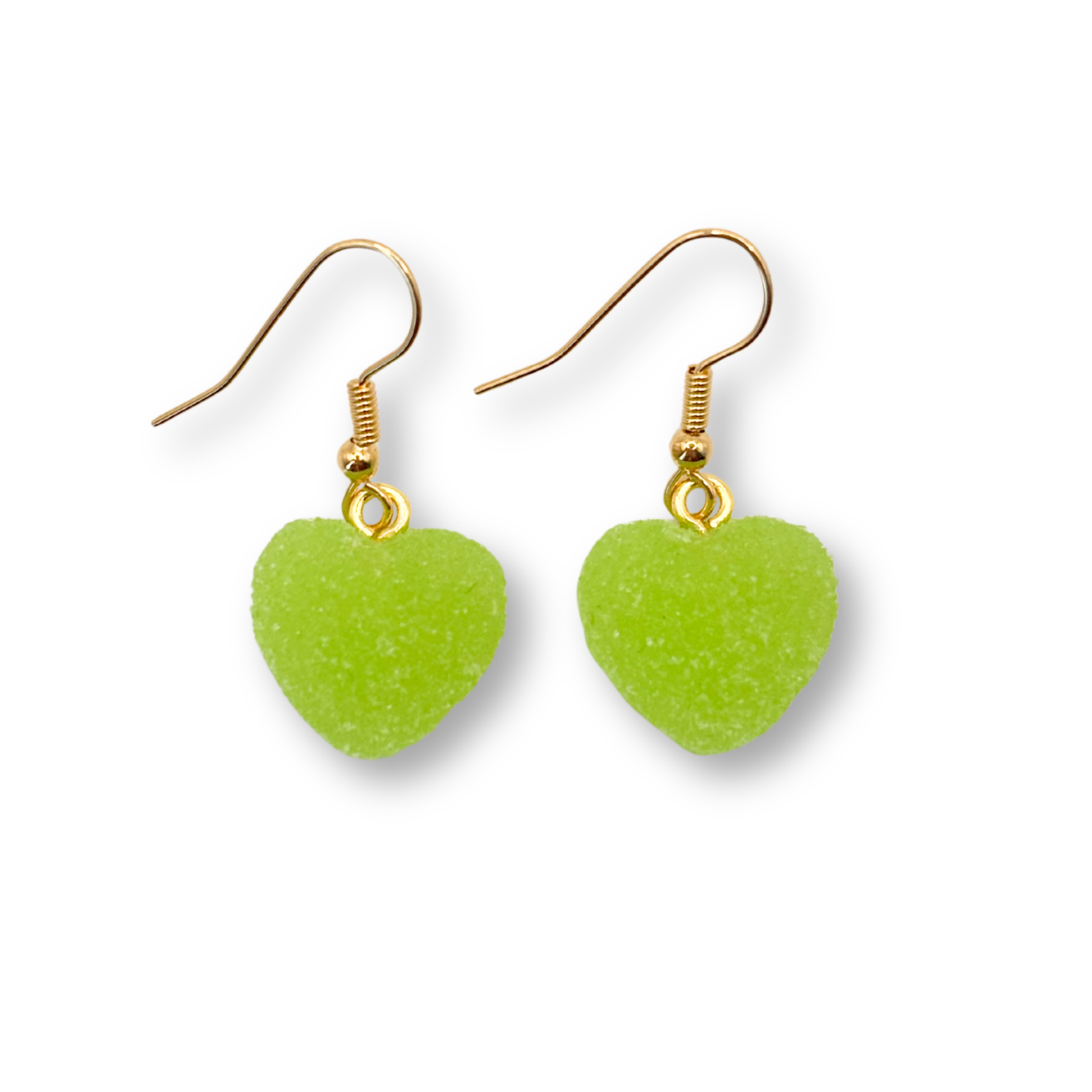 Sugar Heart Drop Earrings, in Green Apple