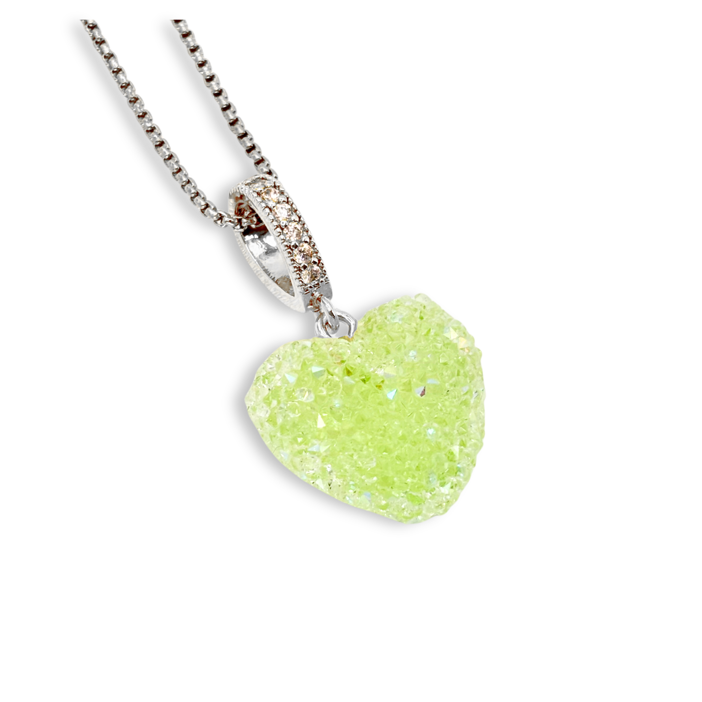 Jelly Heart Pendant with Chain in Lime Green