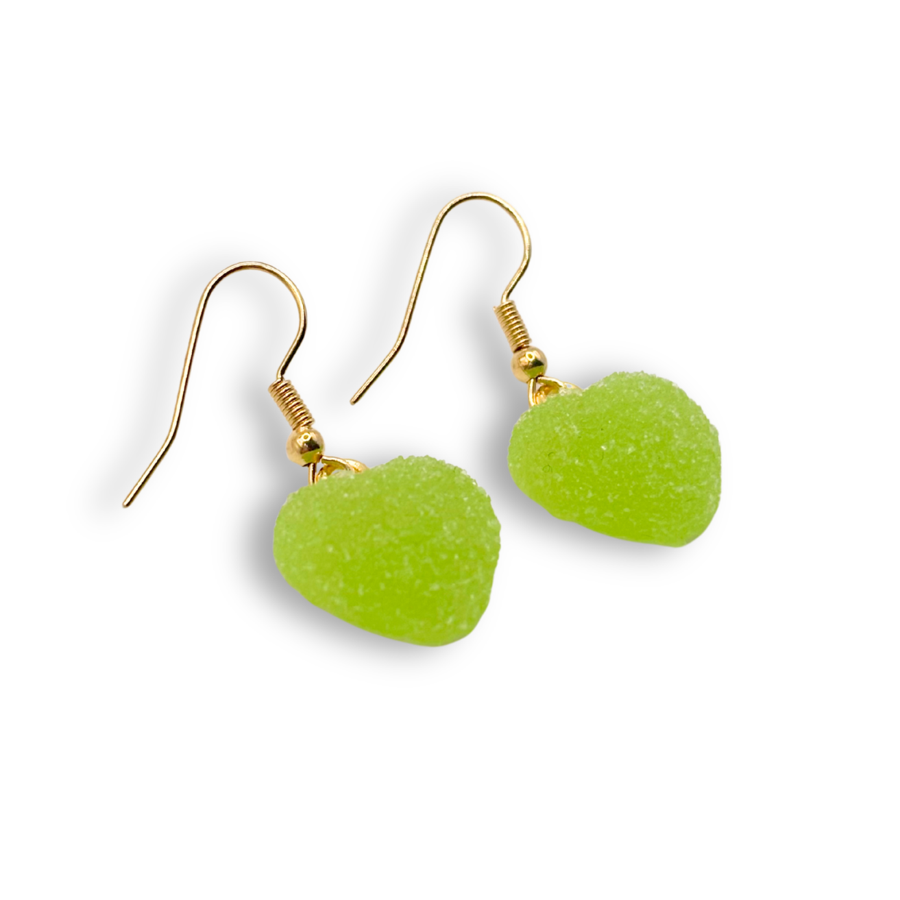 Sugar Heart Drop Earrings, in Green Apple