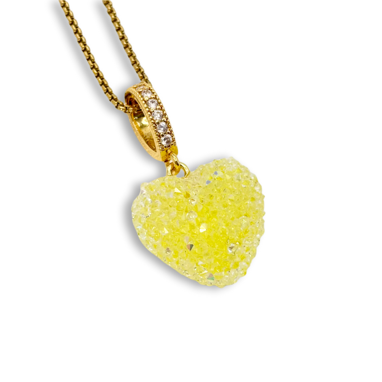 Jelly Heart Pendant with Chain in Yellow