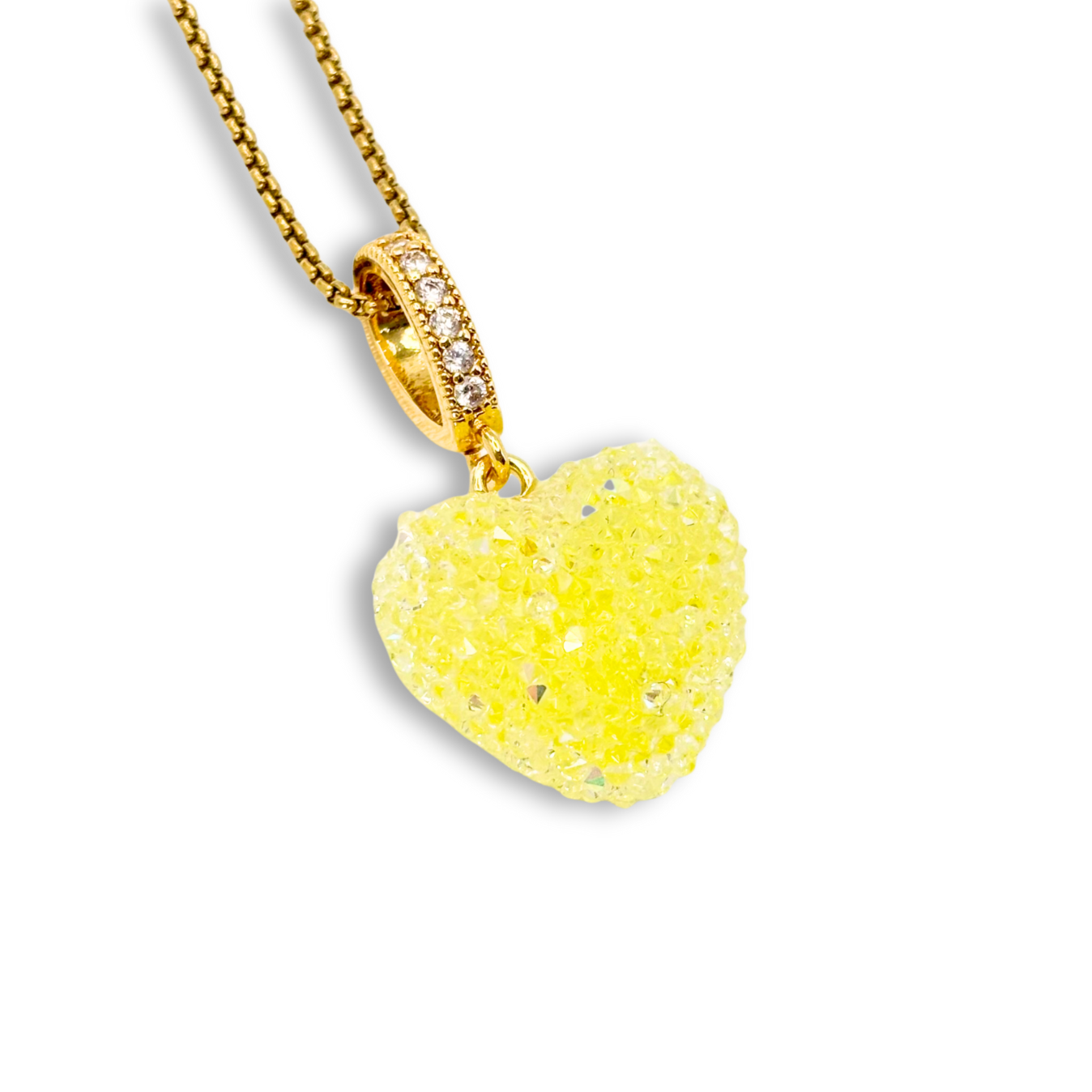 Jelly Heart Pendant with Chain in Yellow