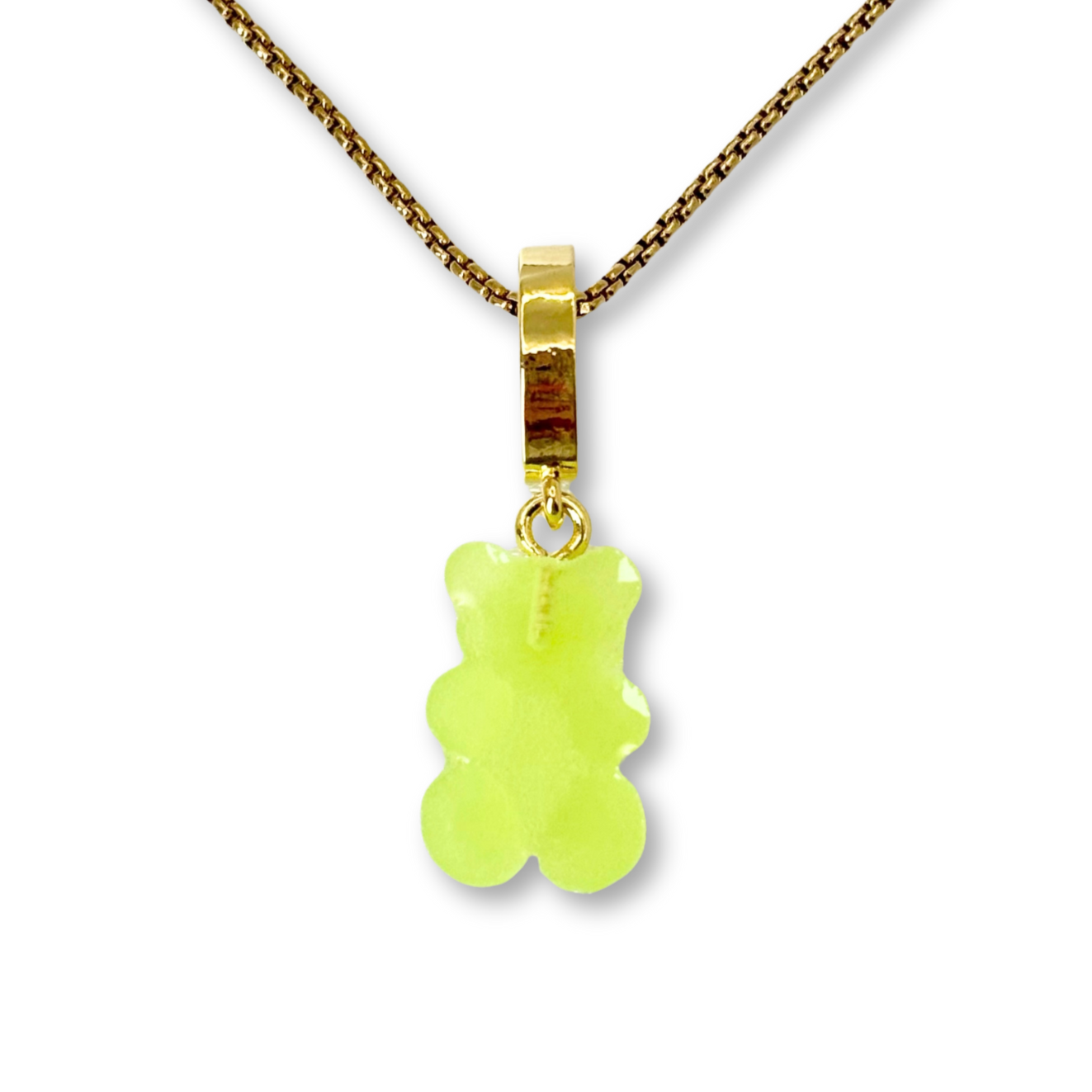 Gummy Bear Pendant with Chain, in Lime