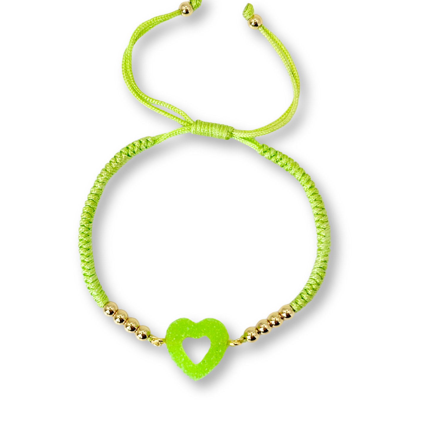 Sweetheart Macramé Bracelet in Lime Green