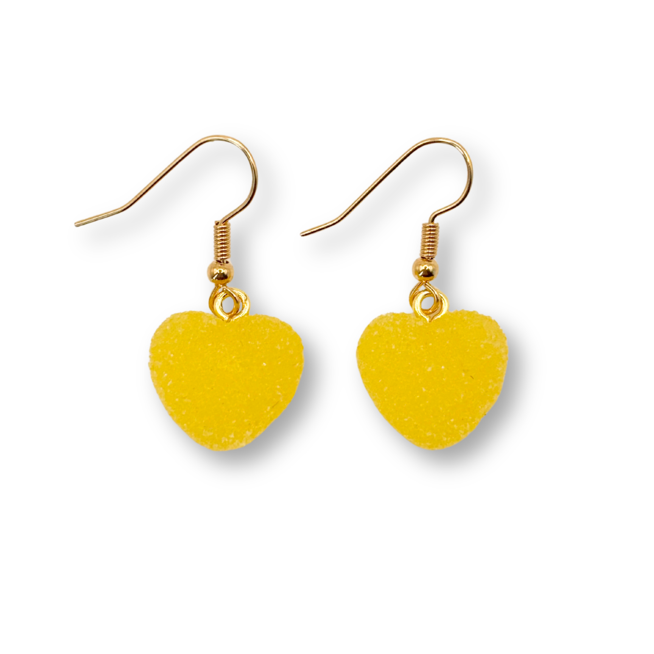 Sugar Heart Drop Earrings, in Lemon