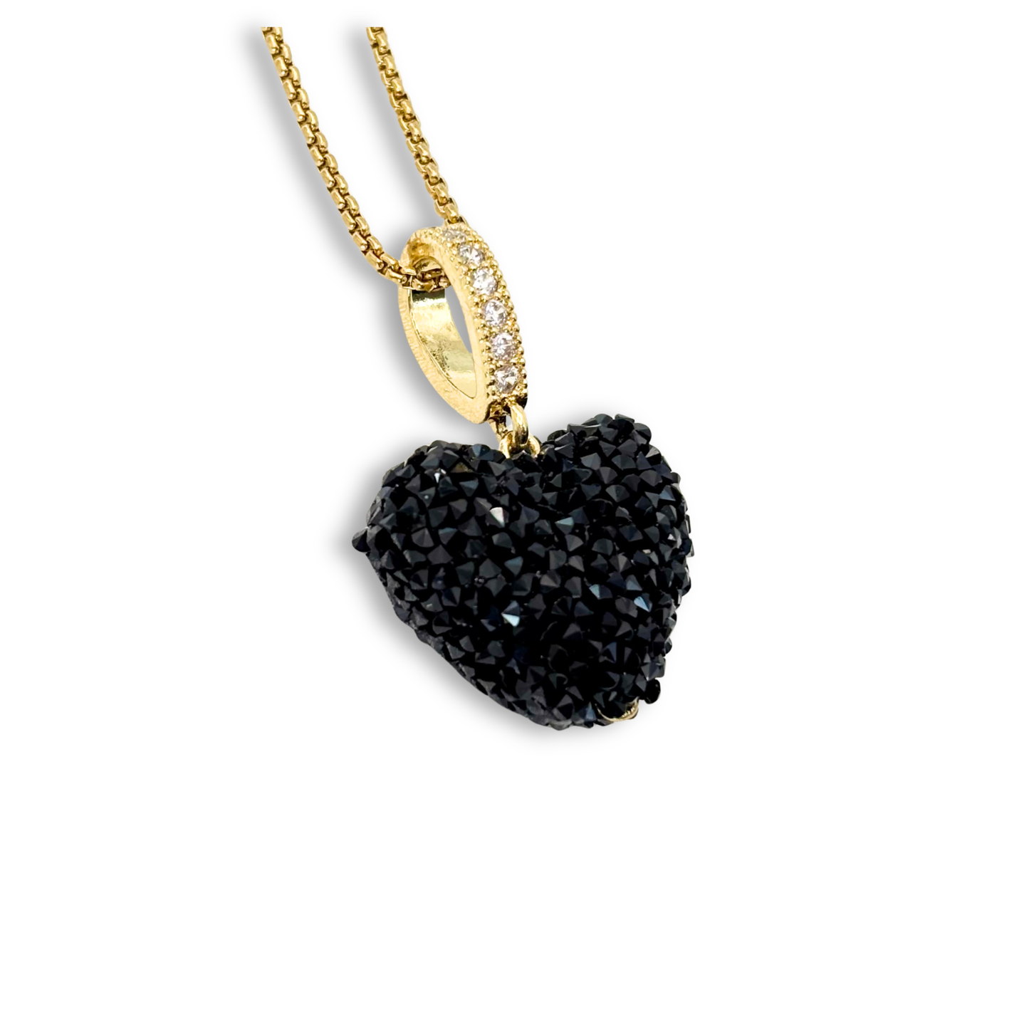 Jelly Heart Pendant with Chain in Black