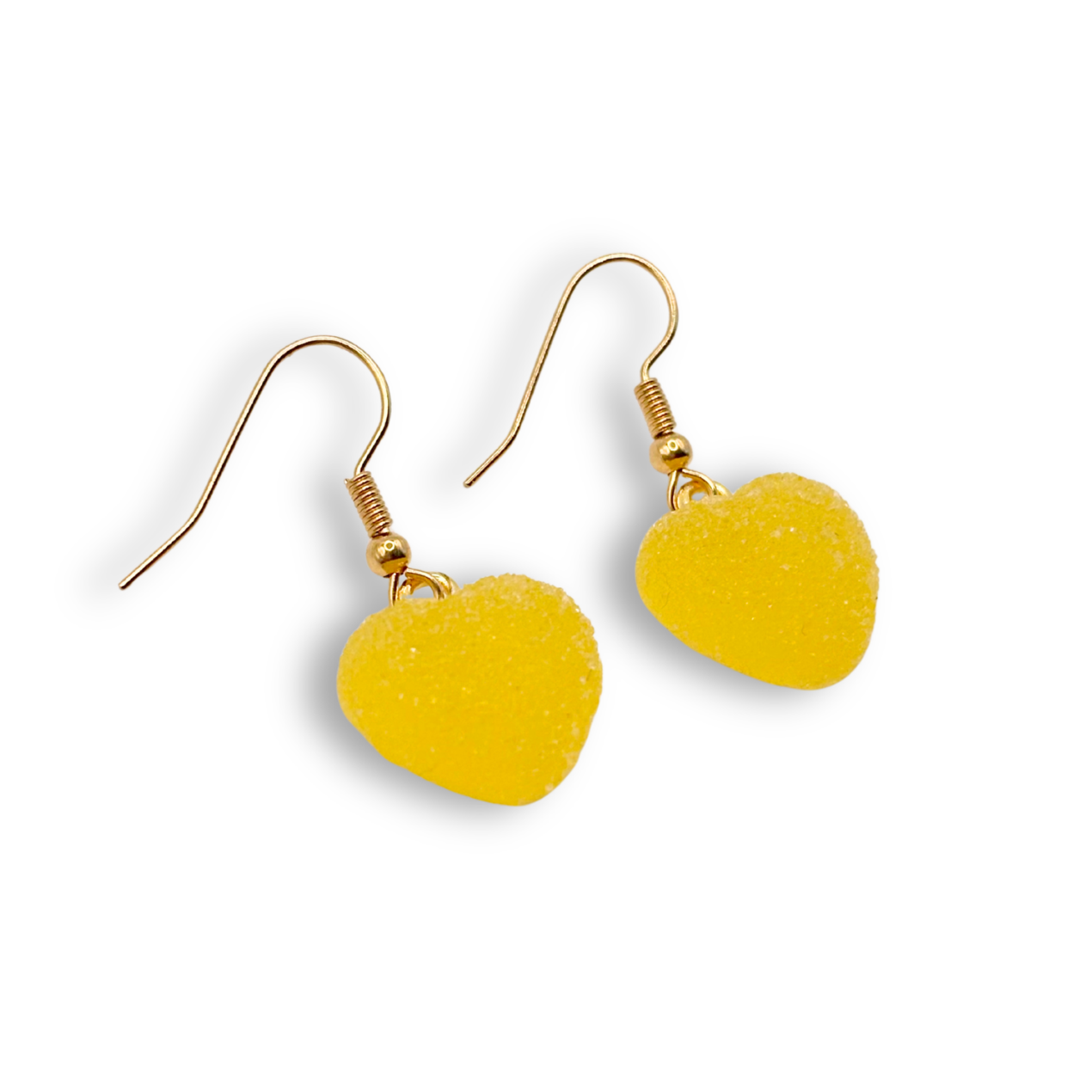 Sugar Heart Drop Earrings, in Lemon