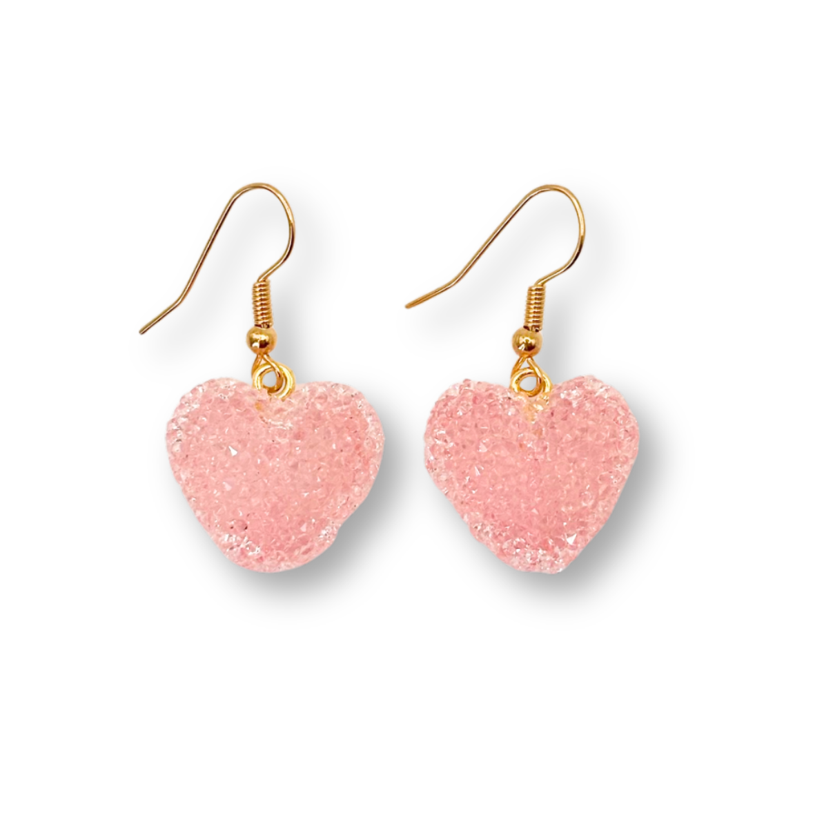 Jelly Heart Drop Earrings in Light Pink