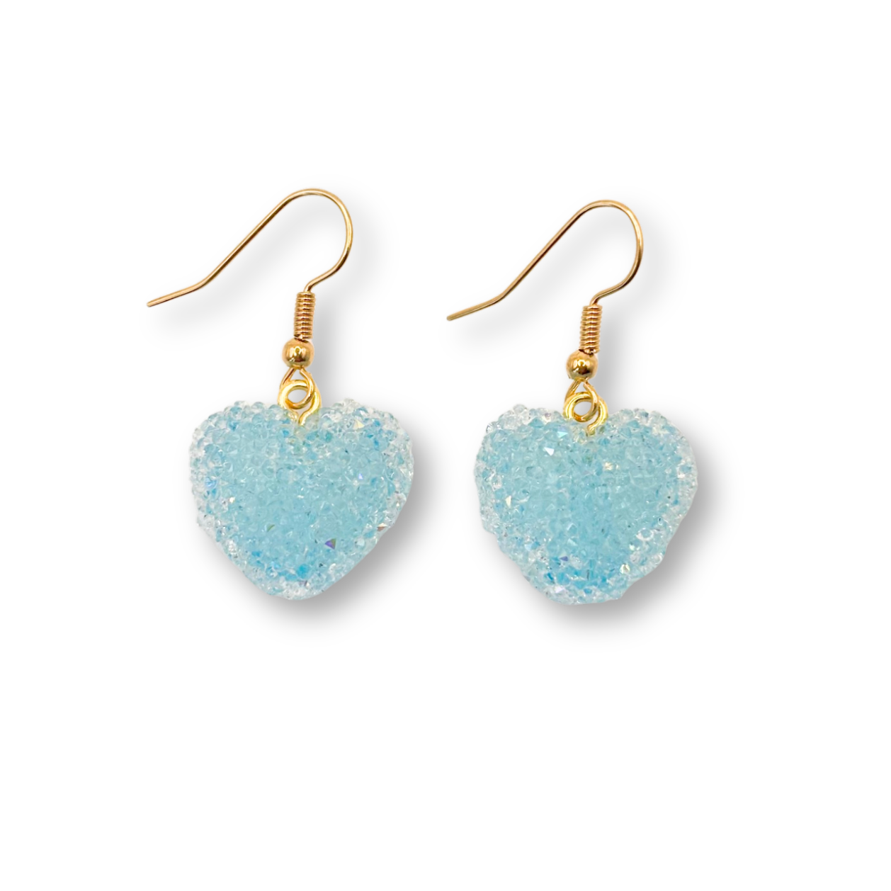 Jelly Heart Drop Earrings in Light Blue
