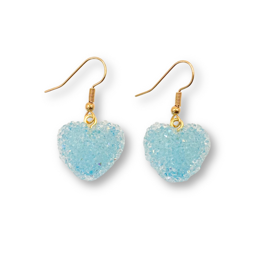 Jelly Heart Drop Earrings in Light Blue