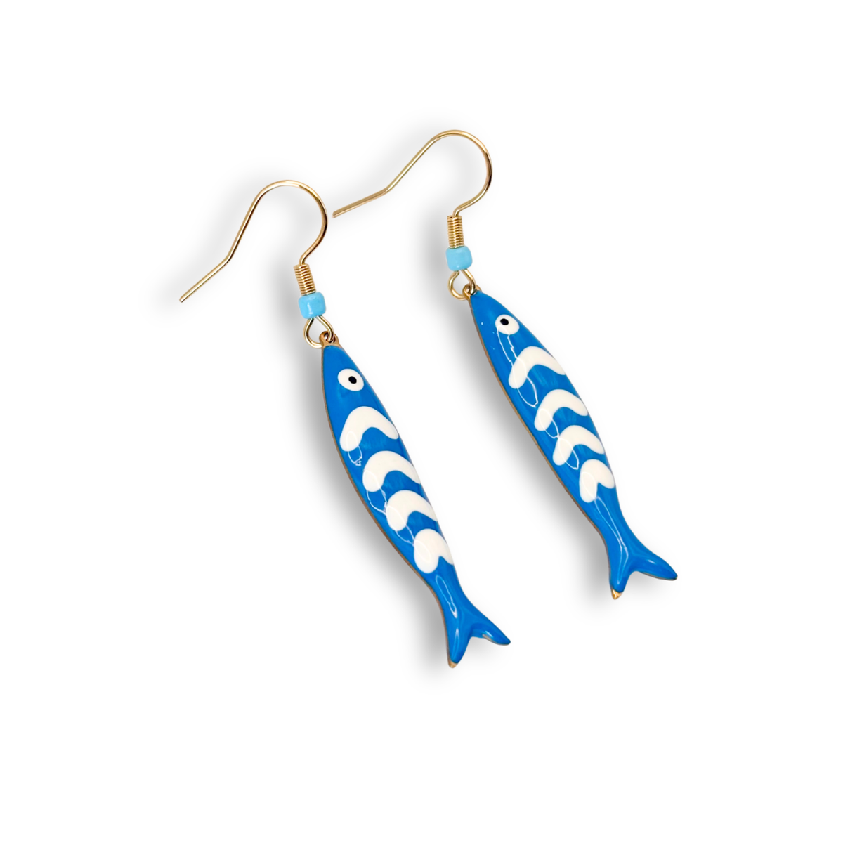 Sardine Hook Drop Earrings in Deep Blue