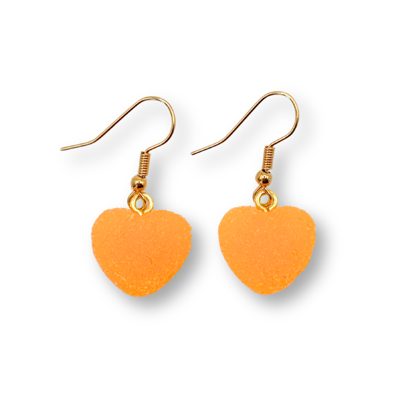 Sugar Heart Drop Earrings, in Orange
