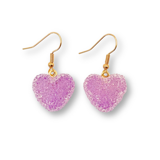 Jelly Heart Drop Earrings in Violet