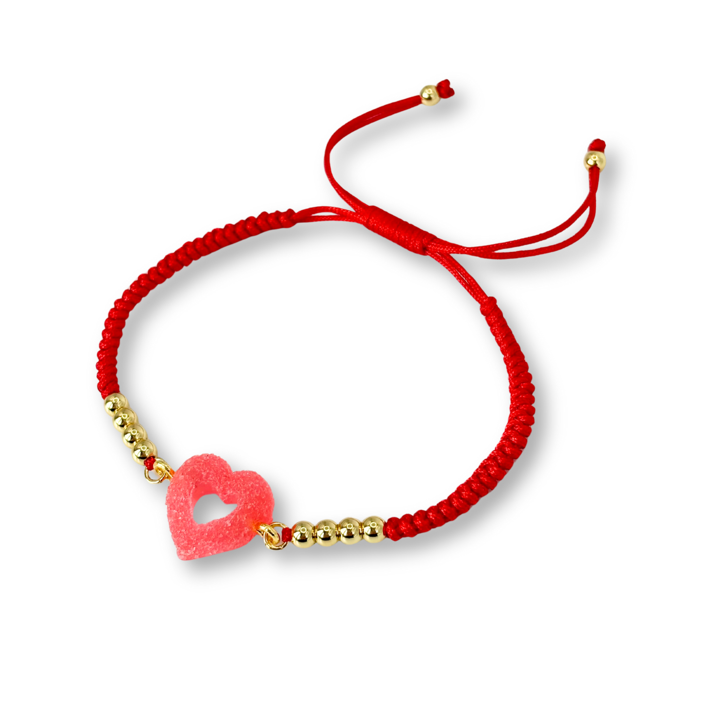 Sweetheart Macramé Bracelet in Strawberry
