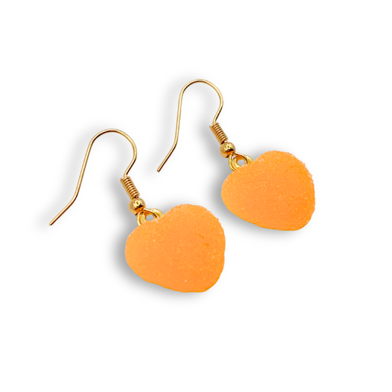 Sugar Heart Drop Earrings, in Orange