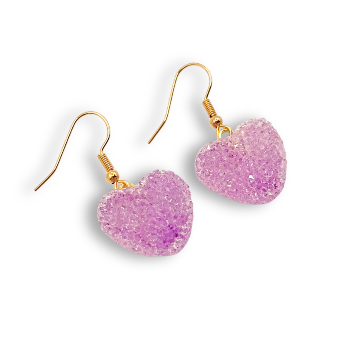 Jelly Heart Drop Earrings in Violet