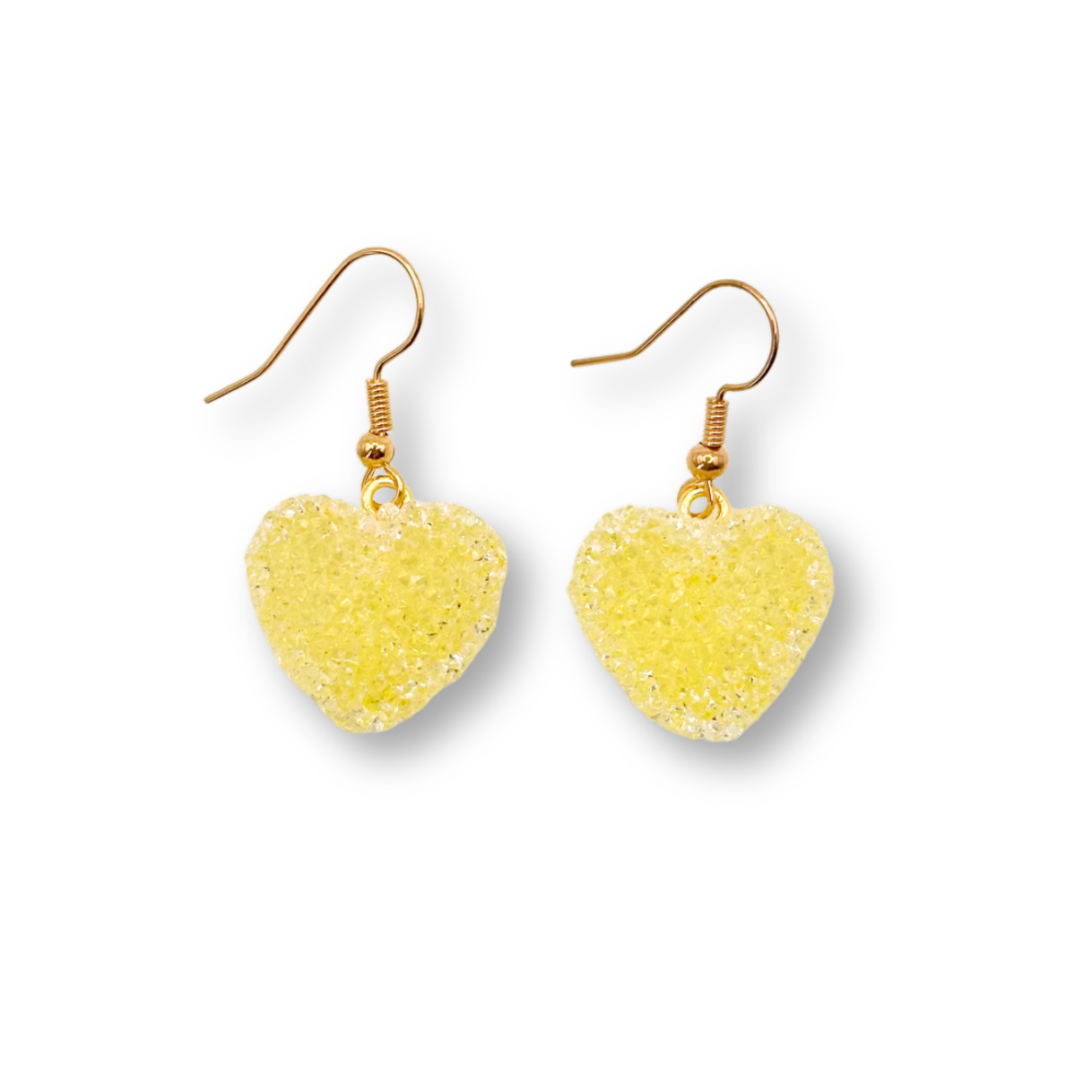 Jelly Heart Drop Earrings in Yellow