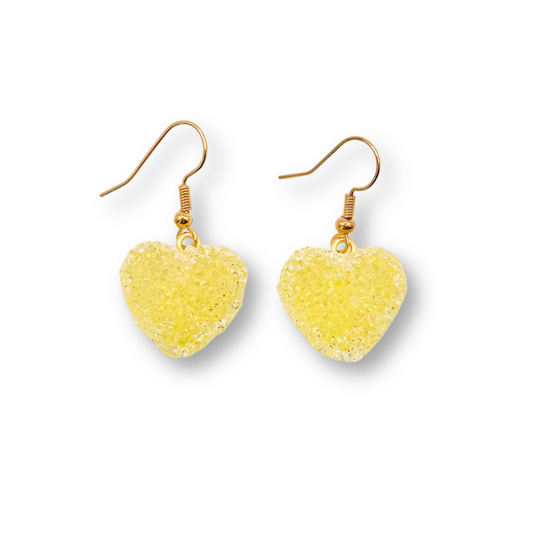 Jelly Heart Drop Earrings in Yellow