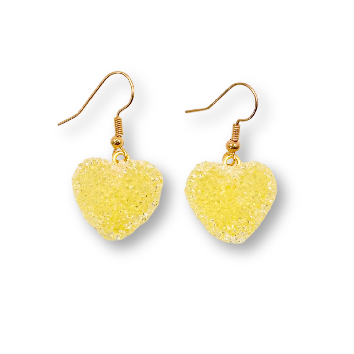 Jelly Heart Drop Earrings in Yellow