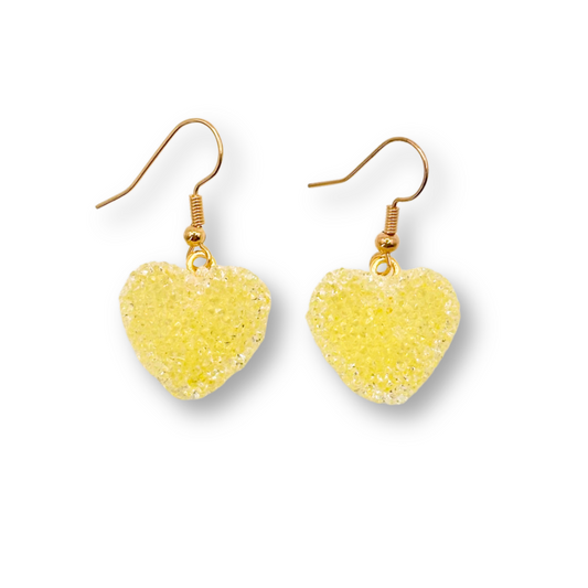 Jelly Heart Drop Earrings in Yellow