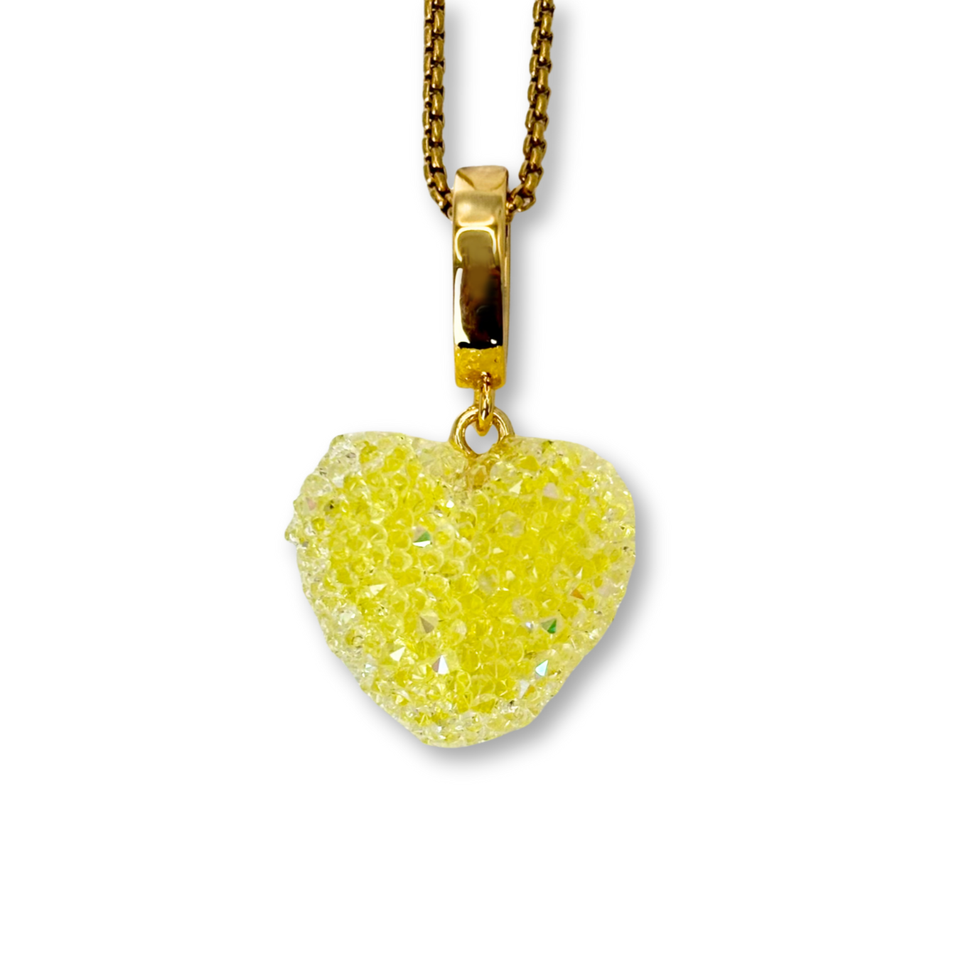 Jelly Heart Pendant with Chain in Yellow