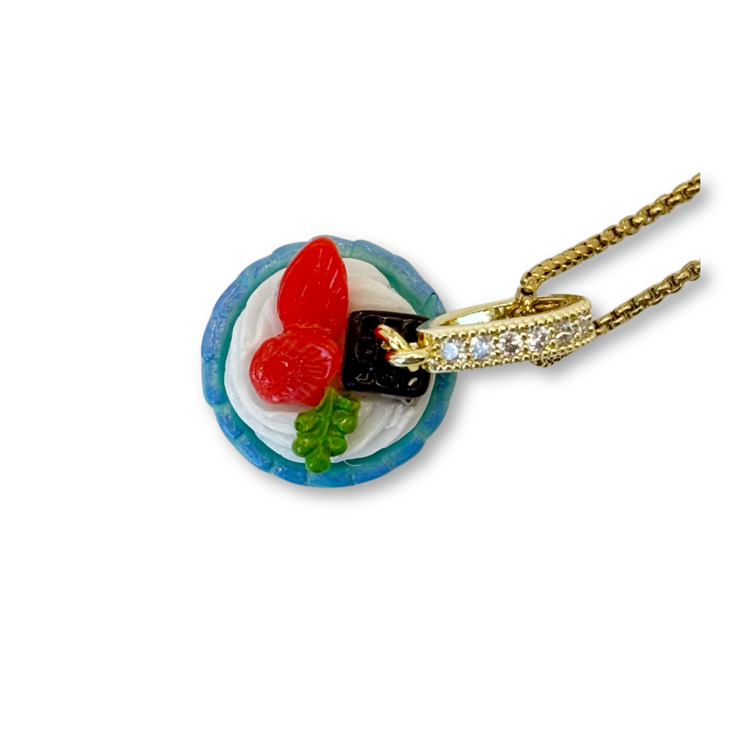 Strawberry and Chocolate Cupcake Pendant