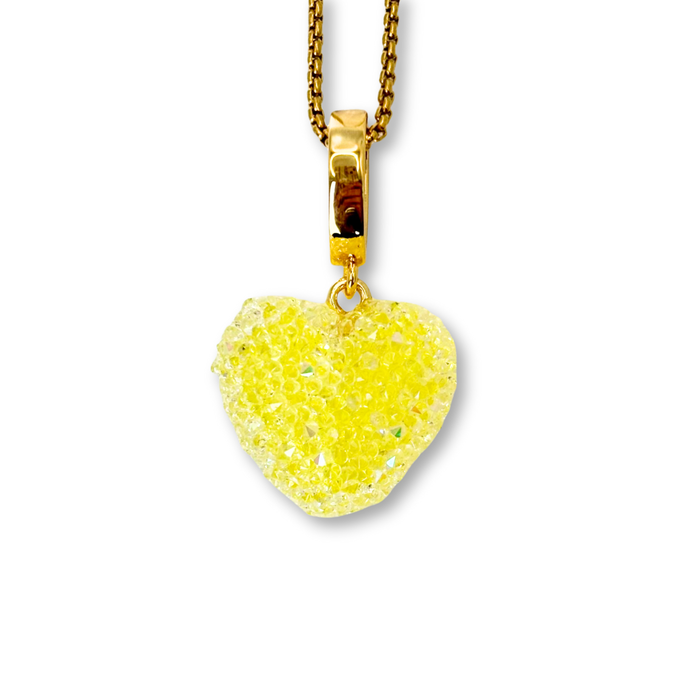 Jelly Heart Pendant with Chain in Yellow