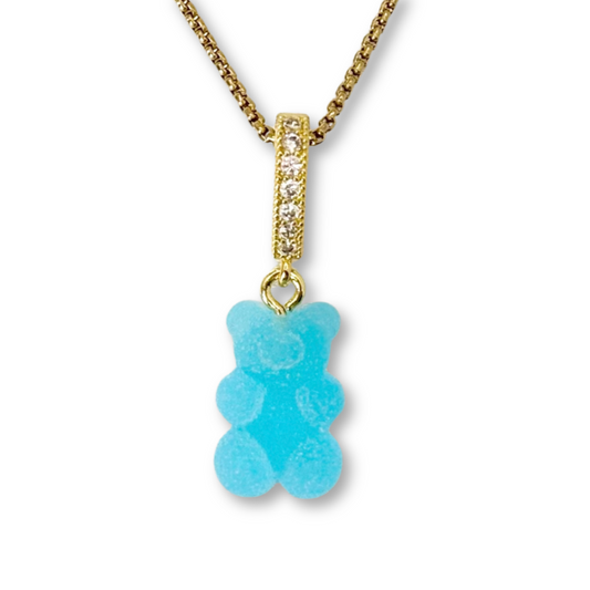 Gummy Bear Pendant with Chain in Bubblegum Blue