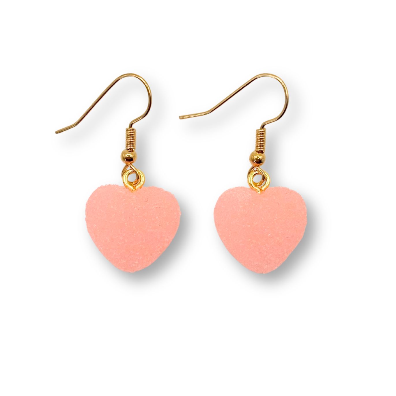 Sugar Heart Drop Earrings, in Powder Pink