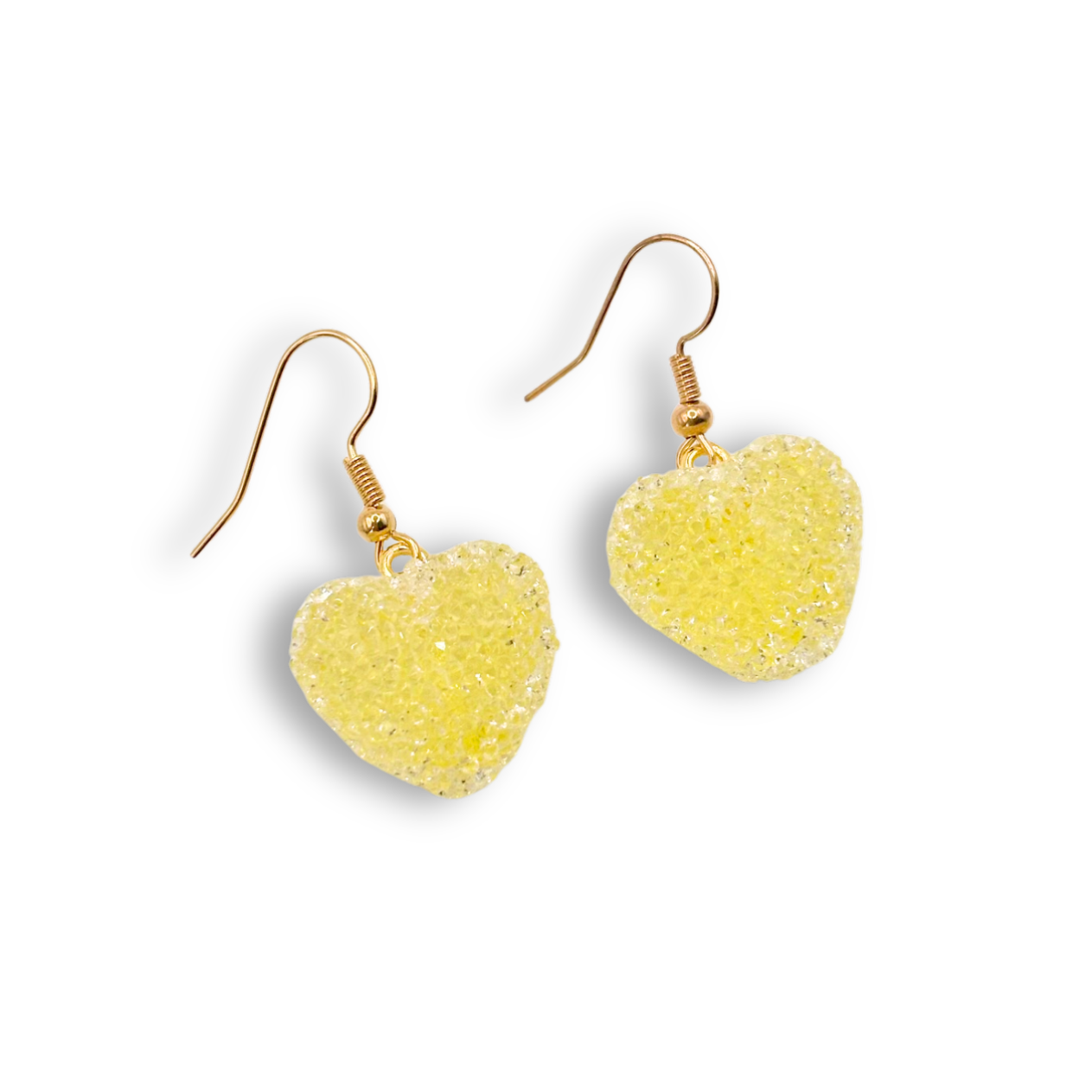 Jelly Heart Drop Earrings in Yellow