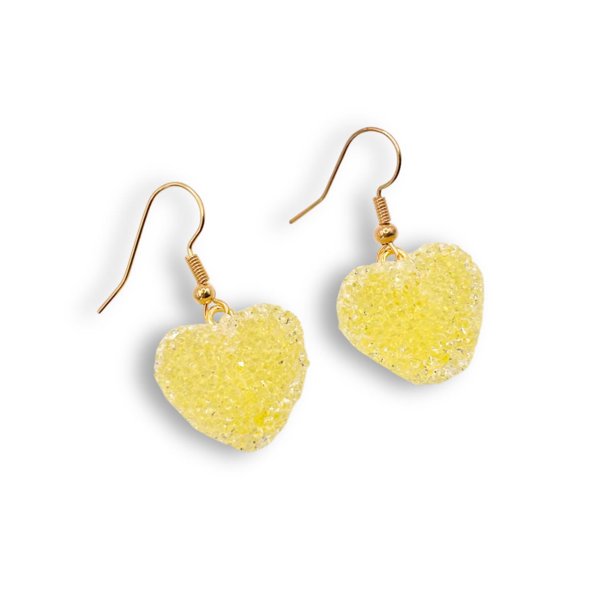 Jelly Heart Drop Earrings in Yellow