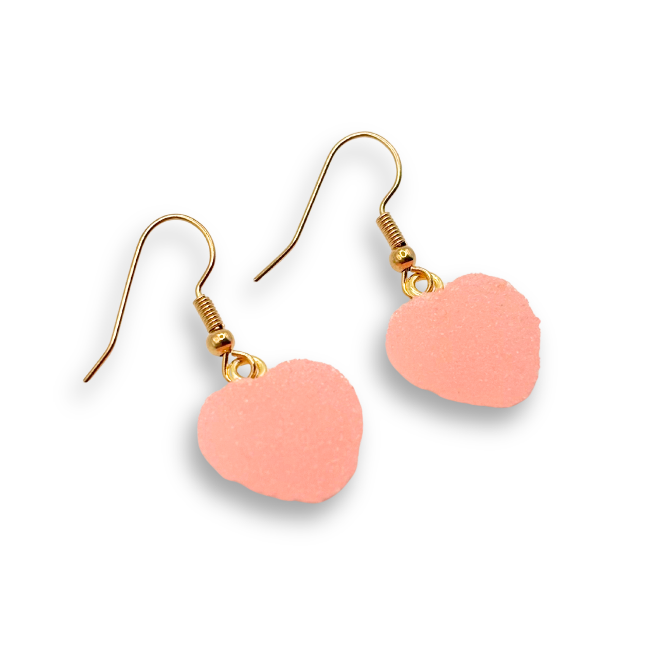 Sugar Heart Drop Earrings, in Powder Pink